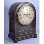 A REGENCY CARVED BROCKBANK & ADRIN OF LONDON BRACKET CLOCK with large circular dial and floral spray