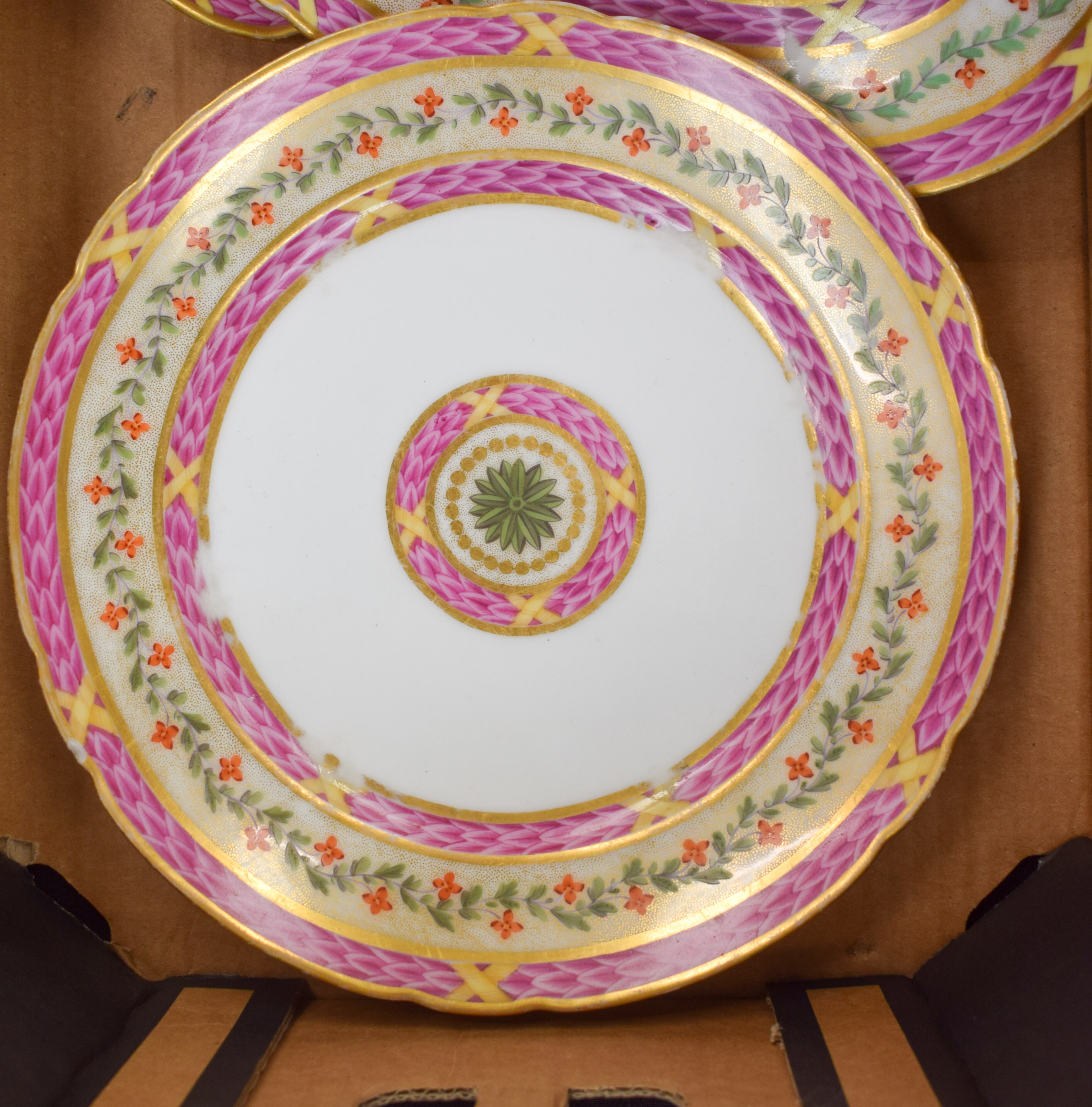 AN EARLY 19TH CENTURY FRENCH RUE THIROUX PARIS PART DESSERT SERVICE painted with flowers. Largest 21 - Image 5 of 13