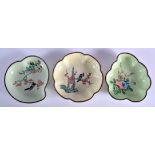 THREE EARLY 20TH CENTURY CHINESE CANTON ENAMEL DISHES Late Qing/Republic. Largest 12 cm wide. (3)