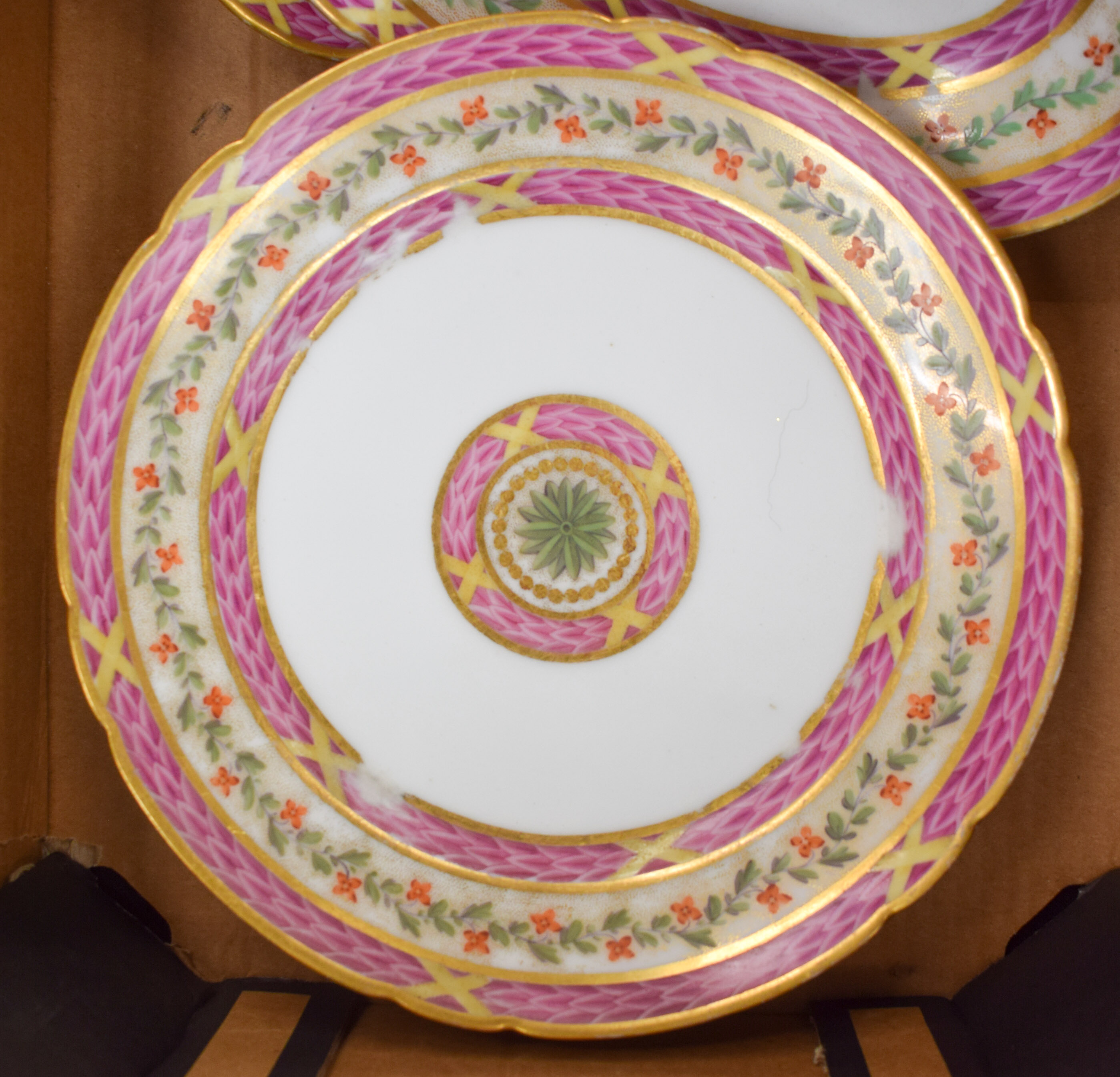 AN EARLY 19TH CENTURY FRENCH RUE THIROUX PARIS PART DESSERT SERVICE painted with flowers. Largest 21 - Image 4 of 13