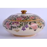 A LOVELY 19TH JAPANESE MEIJI PERIOD SATSUMA BOX AND COVER enamelled with foliage. 14 cm diameter.