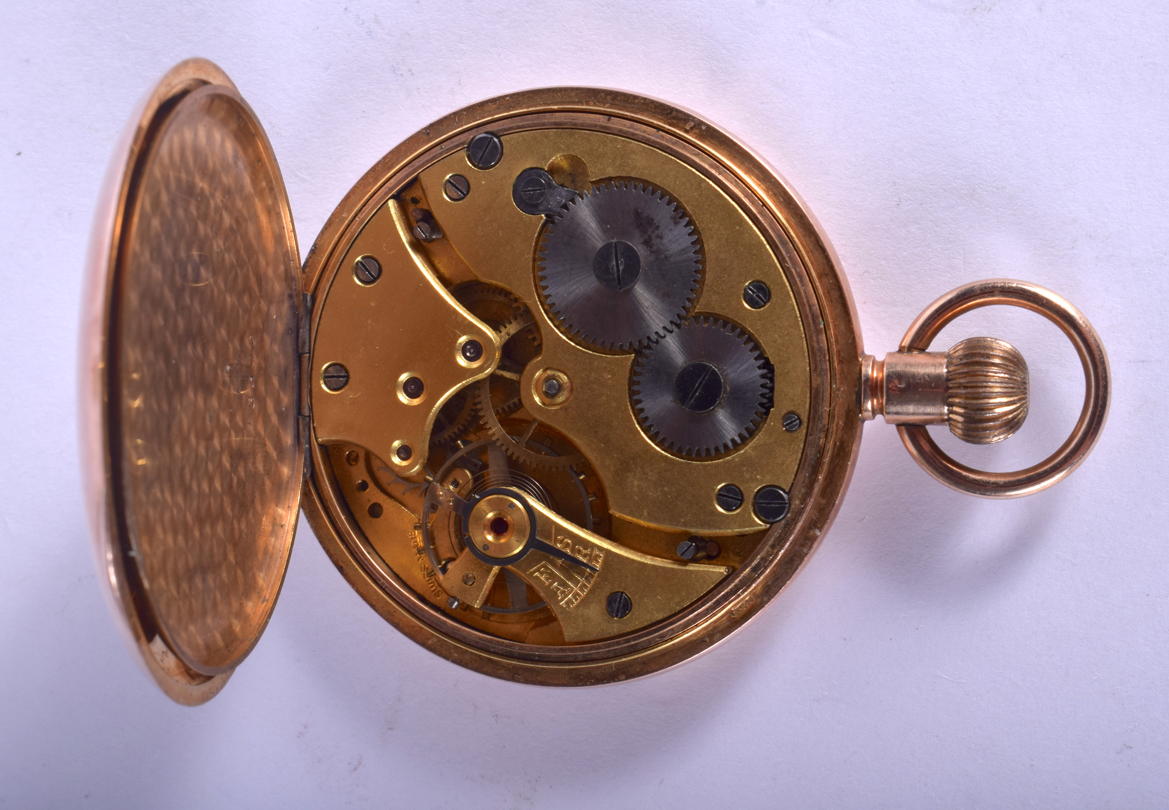 A 9CT GOLD SAMOR POCKET WATCH. 65 grams overall. 4.5 cm diameter. - Image 3 of 3