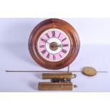 AN ANTIQUE PINK AND WHITE ENAMEL CLOCK. 24 cm wide.