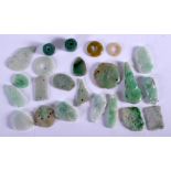 A COLLECTION OF EARLY 20TH CENTURY CHINESE JADEITE AMULETS. (qty)