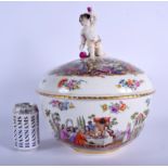 A FINE LARGE 19TH CENTURY KPM BERLIN TUREEN AND COVER wonderfully painted with figures enjoying a fe