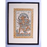 AN EARLY 20TH CENTURY INDIAN THAI PAINTED WATERCOLOUR ON SILK depicting a buddhistic deity. Image 27