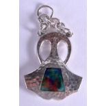 AN ARTS AND CRAFTS ENGLISH SILVER AND ENAMEL PENDANT. 2.75 cm x 2.5 cm.