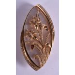 A VINTAGE 18CT GOLD MOUNTED DIAMOND AND PEARL BROOCH. 24.5 grams. 6 cm x 2.5 cm.