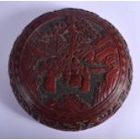 A LARGE 18TH CENTURY CHINESE CINNABAR LACQUER BOX AND COVER Qianlong, decorated with scholars within