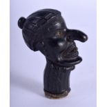 A RARE EARLY VICTORIAN CARVED EBONY PIPE TAMPER with unusual lozenge mark, possibly representing pun