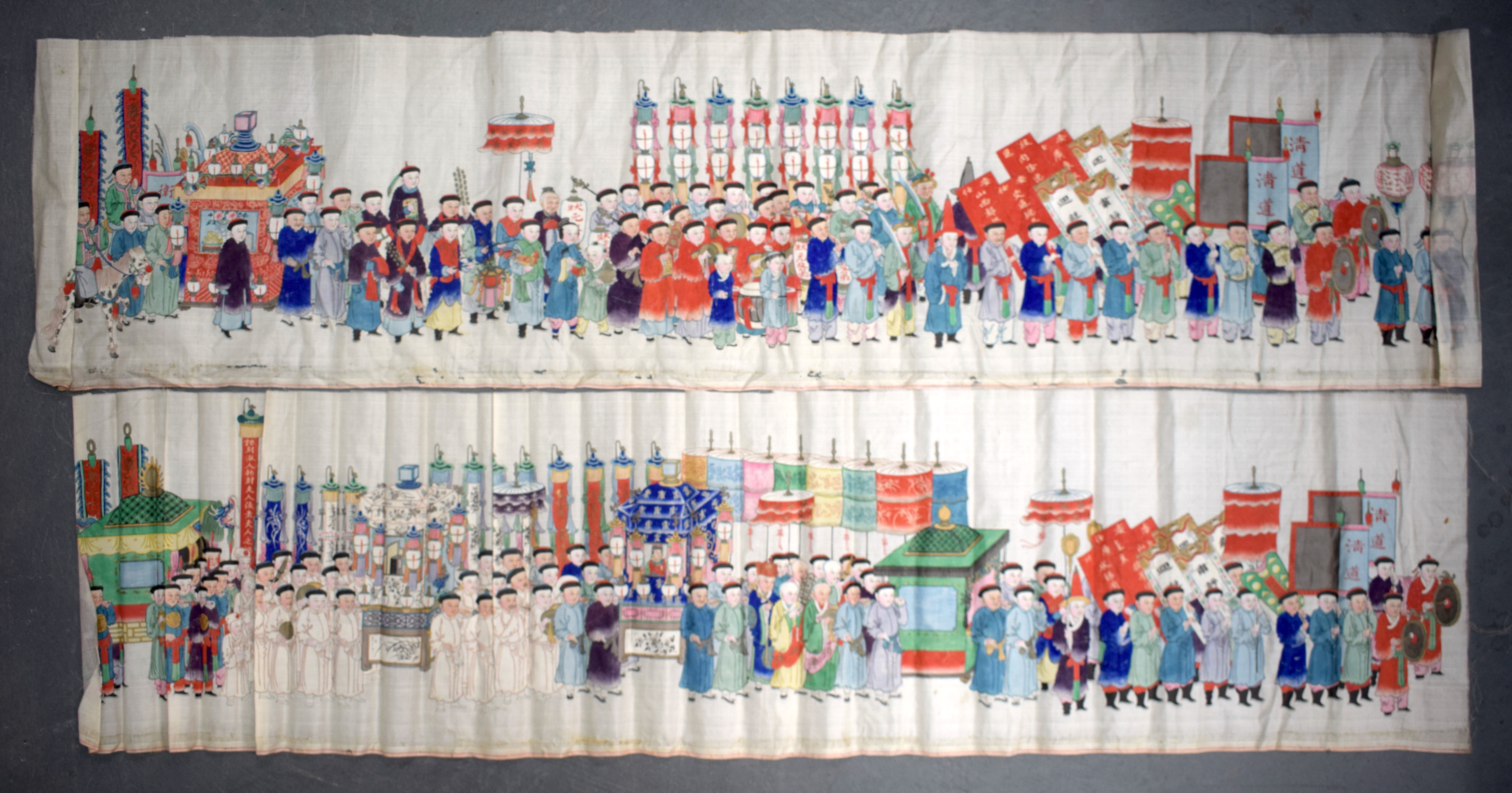 AN UNUSUAL PAIR OF EARLY 20TH CENTURY CHINESE WATERCOLOUR SCROLLS Late Qing. 95 cm x 28 cm.