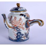 A VERY RARE 18TH CENTURY JAPANESE EDO PERIOD IMARI CHOCOLATE POT AND COVER painted with hollow flowe