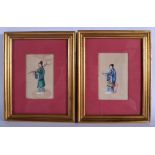 SIX 19TH CENTURY CHINESE PAINTED PITH PAPER WATERCOLOURS. Image 8 cm x 10.5 cm. (6)
