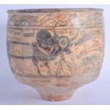 A LARGE INDUS VALLEY CIVILISATION POTTERY painted with bulls. 31 cm x 29 cm.