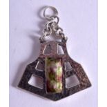 AN ARTS AND CRAFTS ENGLISH SILVER AND ENAMEL PENDANT. 2.75 cm x 2.5 cm.
