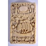 A VERY RARE 19TH CENTURY CHINESE EUROPEAN MARKET BONE CARD CASE Qing, House of Napoleon, decorated