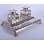 AN ART DECO SILVER INKSTAND. London 1931. Silver 20.1 oz. 22 cm x 14 cm.