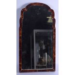 A LARGE EARLY 19TH CENTURY CONTINENTAL CARVED TORTOISESHELL MIRROR with ivory banding. 52 cm x 26 cm