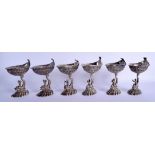 A SET OF SIX ANTIQUE SILVER TABLE SALTS with English and Continental hallmarks. Silver 73.5 oz. 17 c