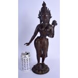 A GOOD LARGE 18TH CENTURY INDIAN NEPALESE BRONZE FIGURE OF A STANDING DEITY modelled standing embell