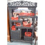 A 19TH CENTURY CHINESE HONGMU HARDWOOD DISPLAY CABINET Qing. 177 cm x 98 cm.