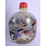 A LARGE EARLY 20TH CENTURY CHINESE REVERSE PAINTED GLASS SNUFF BOTTLE Late Qing/Republic. 17 cm x 9