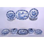 A RARE REGENCY MINIATURE BLUE AND WHITE CHILDS DINNER SERVICE C1830 comprising of thirty one pieces.