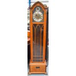 A 1930S ENGLISH GRANDMOTHER CLOCK with three chimes, chiming each quarter and with silent function,