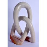 A LOVELY EUROPEAN CARVED MARBLE FIGURE OF ENTWINED LOOPS in the manner of Barbara Hepworth (1903-197