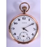 A 9CT GOLD SAMOR POCKET WATCH. 65 grams overall. 4.5 cm diameter.