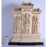 A VERY LARGE RARE EARLY 20TH CENTURY CHINESE CARVED BONE TEMPLE SHRINE Late Qing, decorated with im