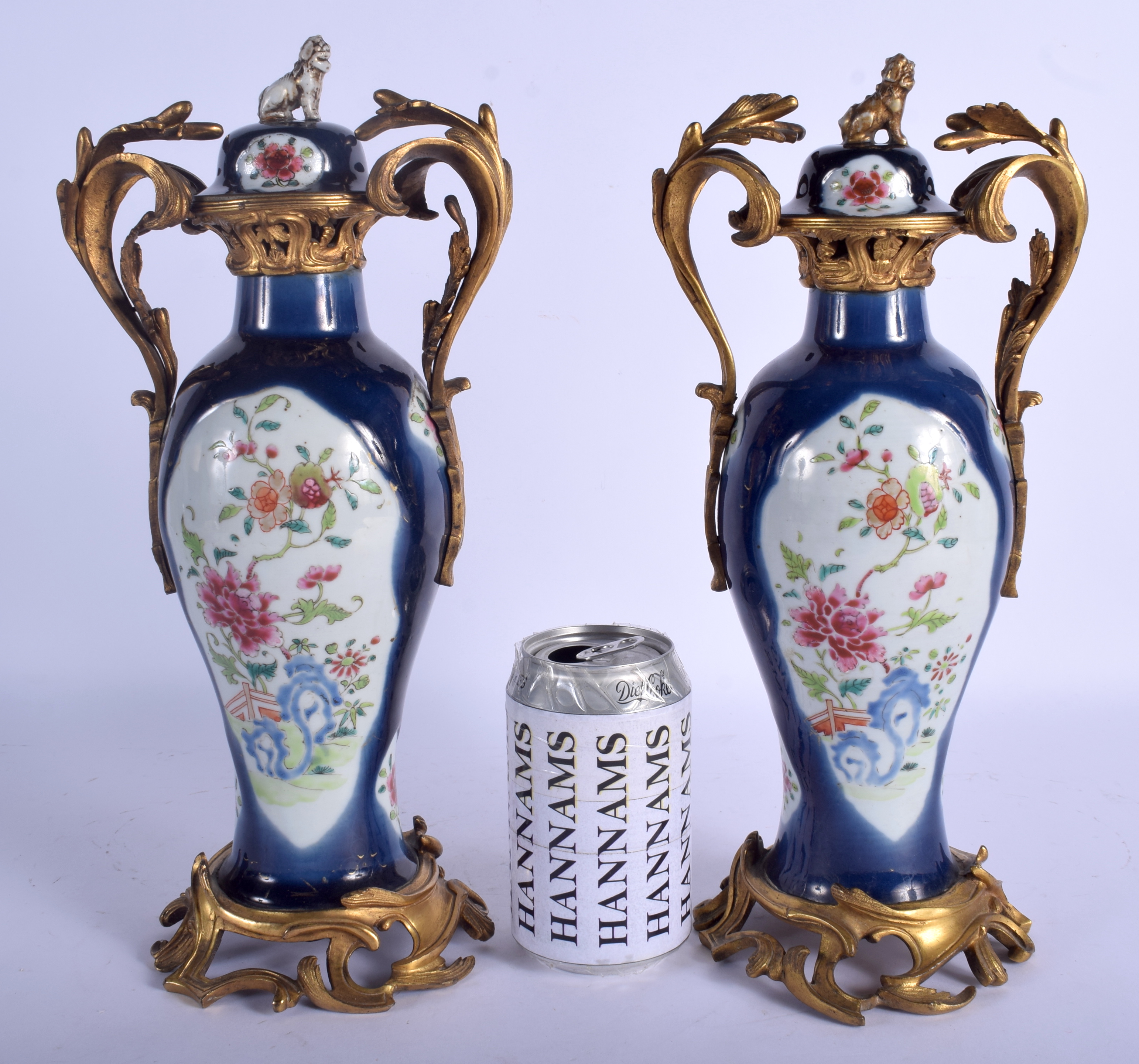 A LARGE PAIR OF 18TH CENTURY CHINESE EXPORT VASES Yongzheng/Qianlong, painted with fenced gardens, m