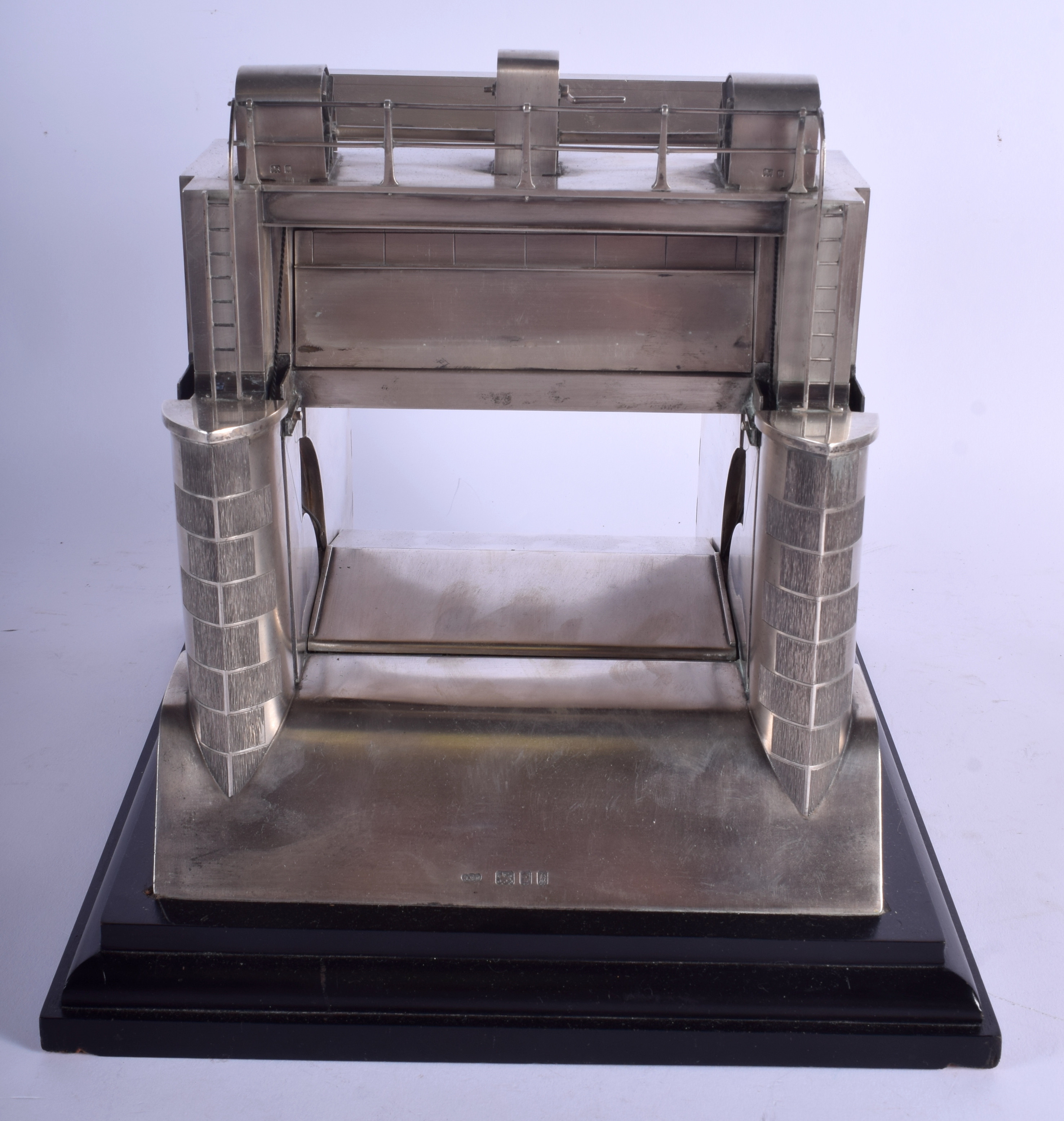 AN EXTREMELY RARE ENGLISH SILVER ART DECO MODEL OF THE SULEMANKI HEADWORKS by Wright & Davies (Willi - Image 4 of 7
