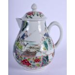 AN 18TH CENTURY CHINESE FAMILLE VERTE PORCELAIN SPARROWBEAK JUG AND COVER Qianlong. 14 cm high.