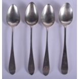 A SET OF FOUR 19TH CENTURY PROVINCIAL SILVER SPOONS. 1.7 oz. (4)