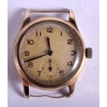 A VINTAGE 9CT GOLD WATCH. 19.6 grams. 2.75 cm wide.