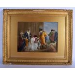 A LARGE ANTIQUE GERMAN PORCELAIN PLAQUE painted with figures within a landscape. Porcelain 32 cm x 2