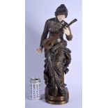 Albert Ernest Carrier Belleuse (1827-1887) A large antique French carved ivory and bronze figure, en