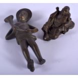 TWO EARLY 20TH CENTURY SOUTH EAST ASIAN BRONZE FIGURES. Largest 10.5 cm high. (2)