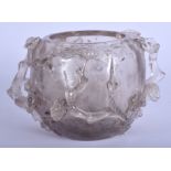 A 19TH CENTURY CHINESE CARVED ROCK CRYSTAL BRUSH WASHER Qing, overlaid with foliage and vines. 12 cm