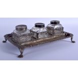 A GEORGE III SILVER INKSTAND. London 1762. 21 oz. 26 cm x 15 cm.