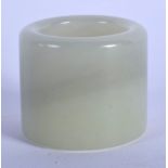 AN EARLY 20TH CENTURY CHINESE CARVED GREYISH WHITE JADE ARCHERS RING Late Qing/Republic. 2.75 cm x 2