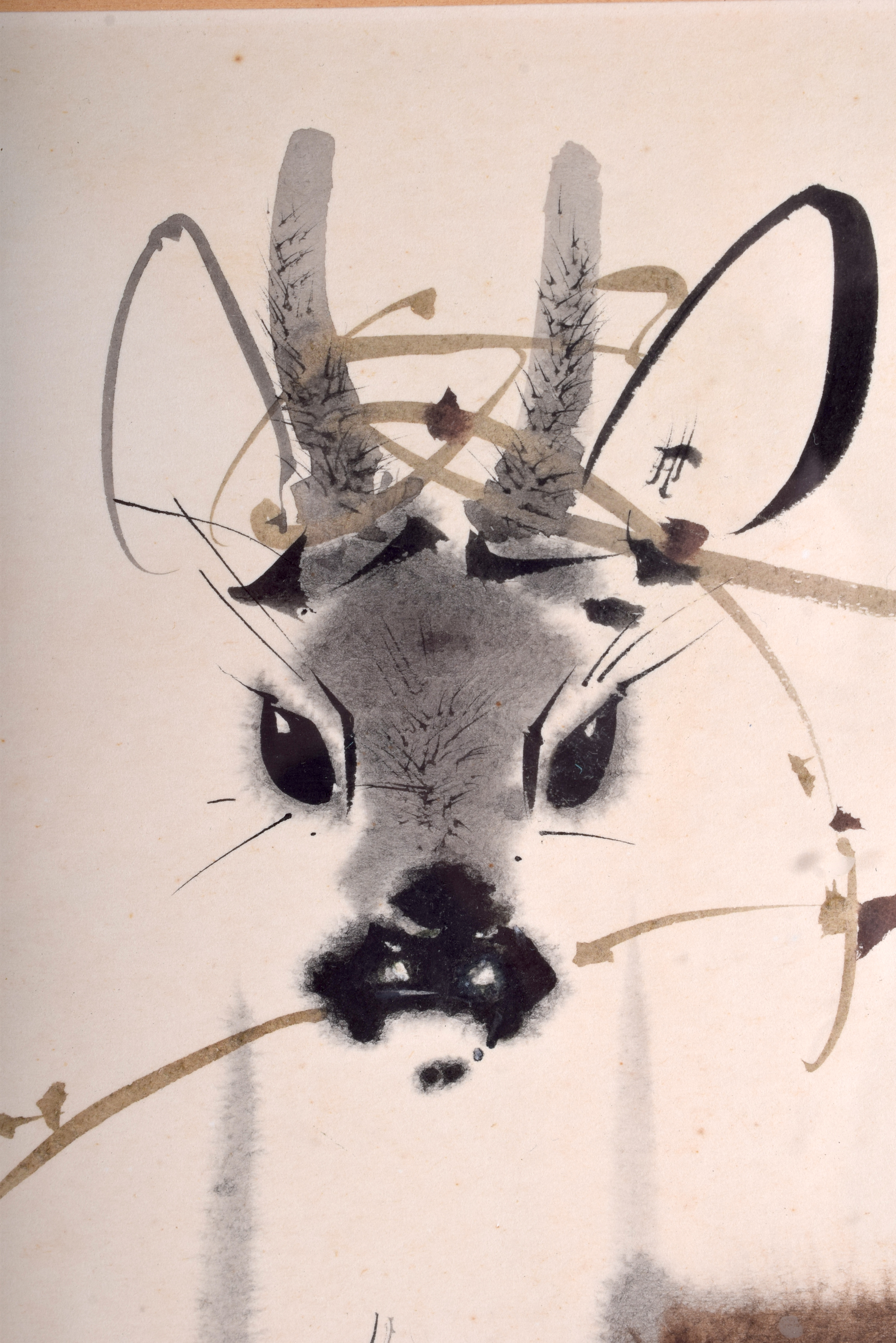 Mirko Hanak (1921-1971) Czech, Watercolour, deer amongst foliage. Image 40 cm x 30 cm. - Image 2 of 4