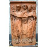A VERY LARGE 18TH/19TH CENTURY ITALIAN TERRACOTTA PLAQUE Della Robbia, formed from a panel from the