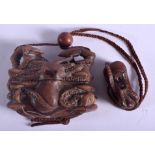 A JAPANESE CARVED WOOD CRAB INRO probably Taisho period. 9 cm x 6.5 cm.