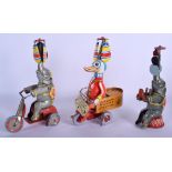 THREE TIN PLATE LITHOGRAPH TIN PLATE TOYS. Largest 22 cm high. (3)