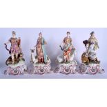 A RARE SET OF FOUR SAMSONS OF PARIS 19TH PORCELAIN ALLERGORICAL FIGURES Chelsea Derby style, possibl