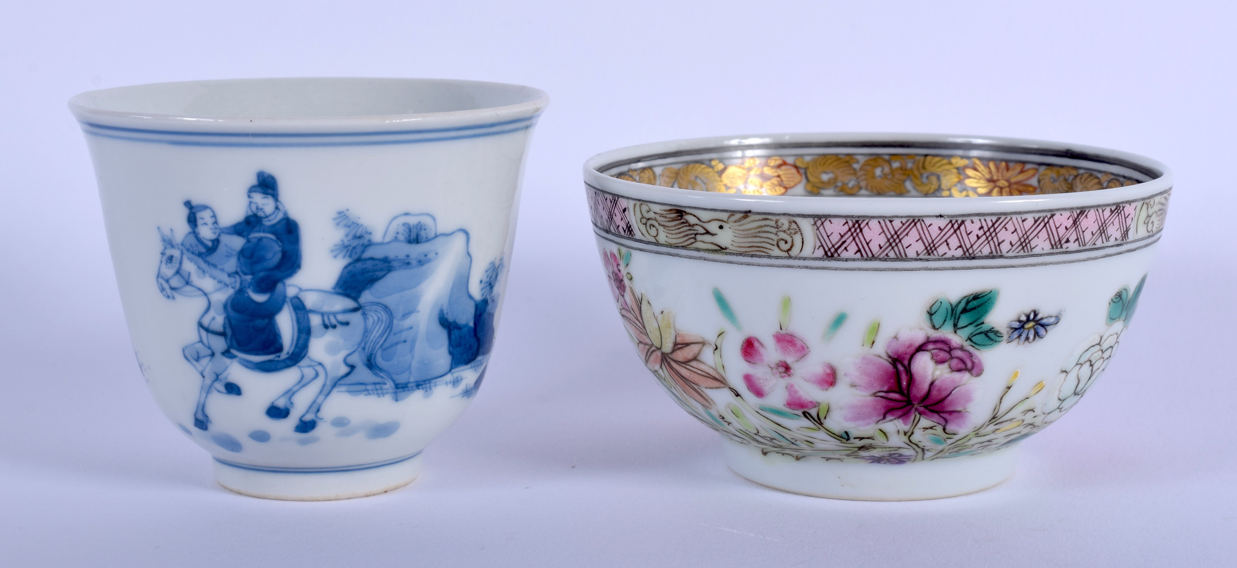 TWO CHINESE QING DYNASTY TEABOWLS. 7 cm & 6 cm wide. (2)