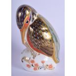 Royal Crown Derby paperweight of a kingfisher, gold stopper. 11.5cm high