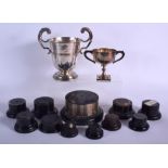 A 1950S SILVER VENTURA CLUB TROPHY together with a Chinese silver trophy & assorted trophy stands. S